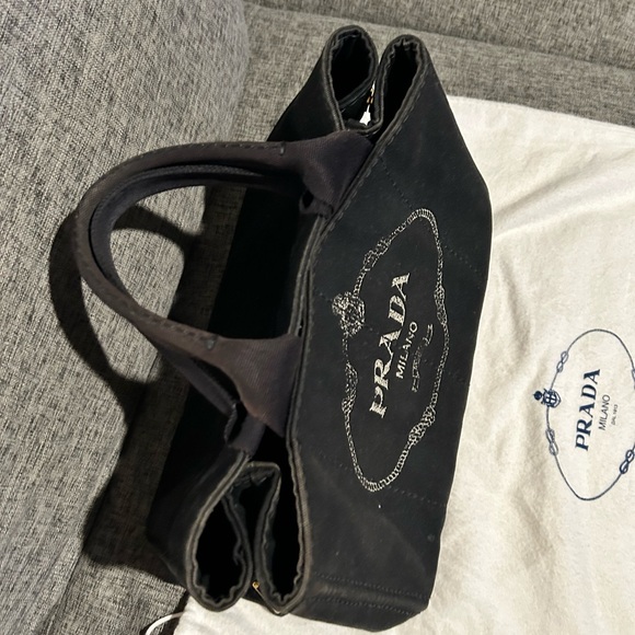 PRADA Canapa Canvas Tote Bag Black - Picture 10 of 14